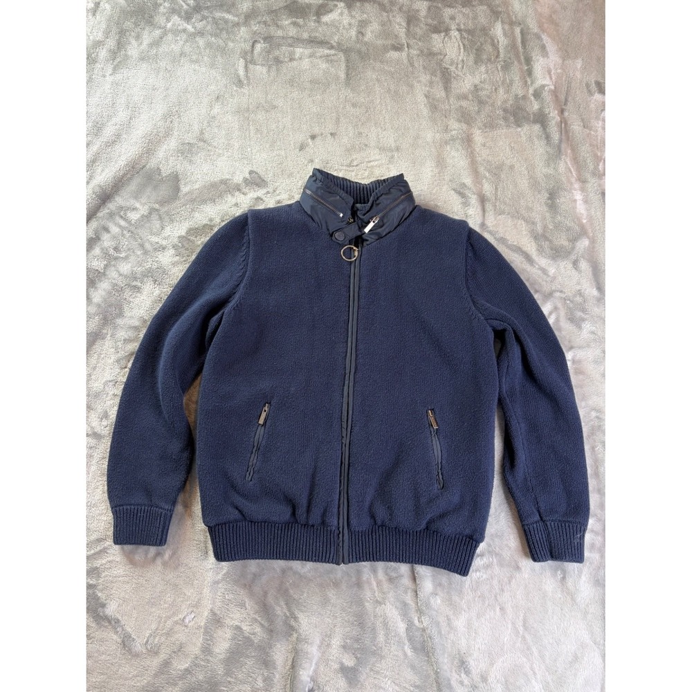 Massimo Dutti Jacket Mens L Navy Blue Full Zip Quilted Blend
